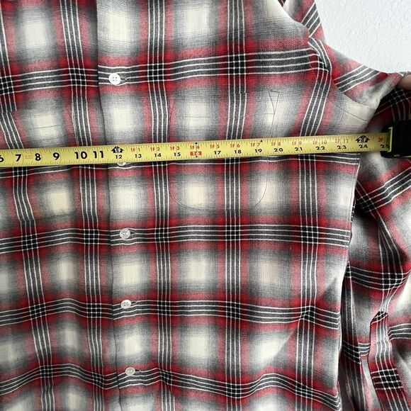 Vintage Lanerossi Game And Lake Shadow Plaid Wool Flannel M Red - Picture 5 of 10